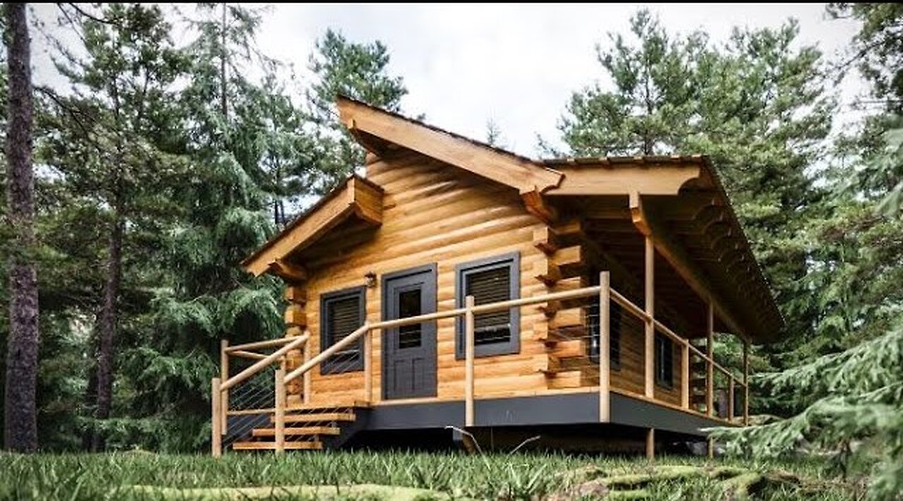 Log Cabin Building TIMELAPSE Built by ONE MAN (and Grandson)