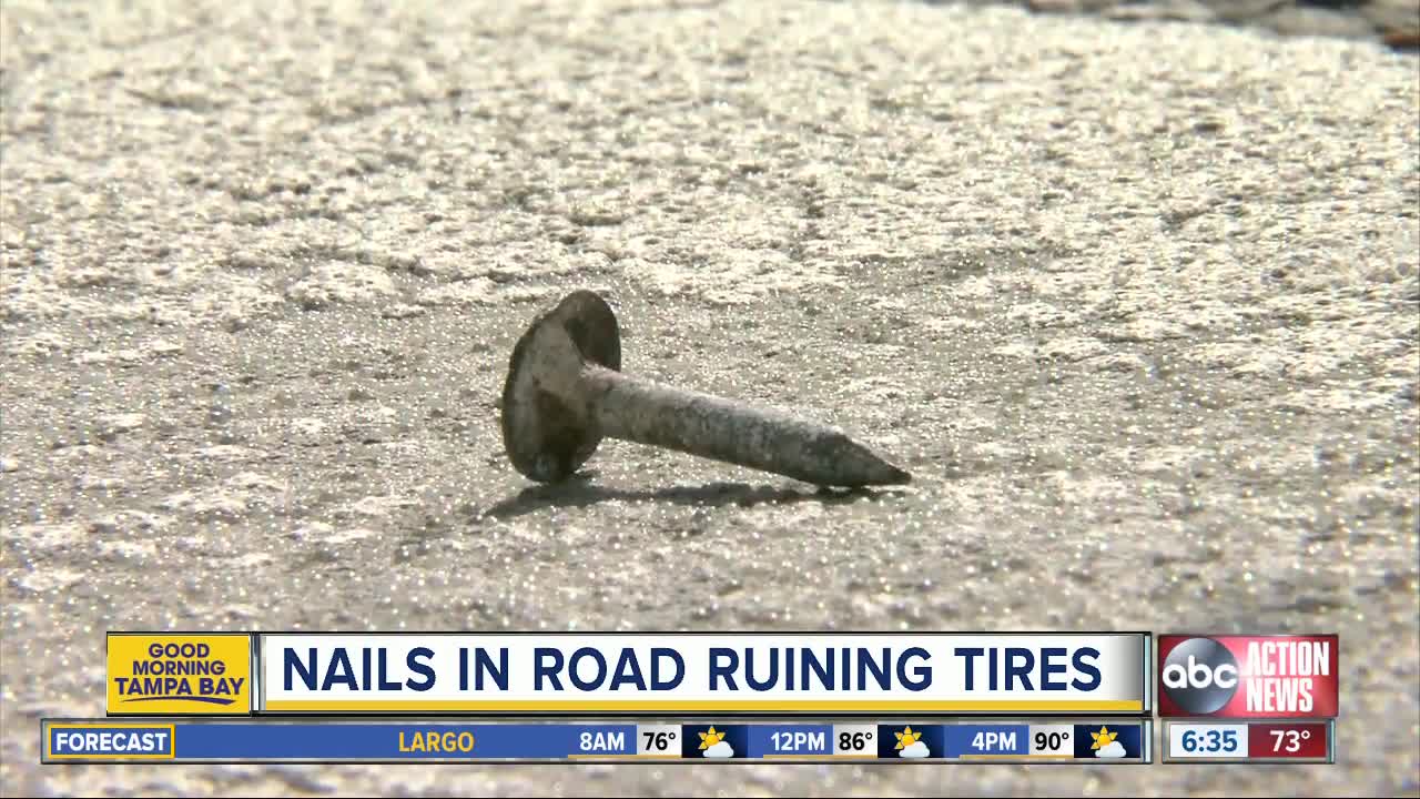 Nails dumped outside of elementary school are popping tires