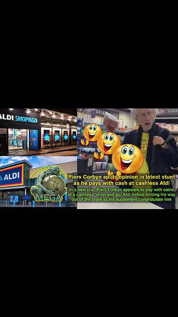 Piers Corbyn splits opinion in latest stunt as he pays with cash at cashless Aldi (August 1, 2023)