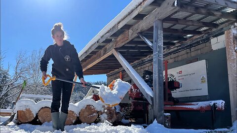 Snow day with a messy clean up but we still got around to bundling firewood!