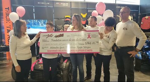 Adrénaline sports: Remise chèque pour la Fondation du cancer du sein.