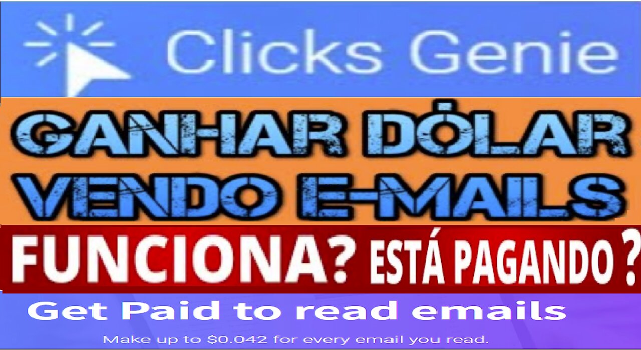 【ClicksGenie Emails】Ganhe Dólar lendo emails | Ganhos diários - Retirada instantânea | Renda Extra