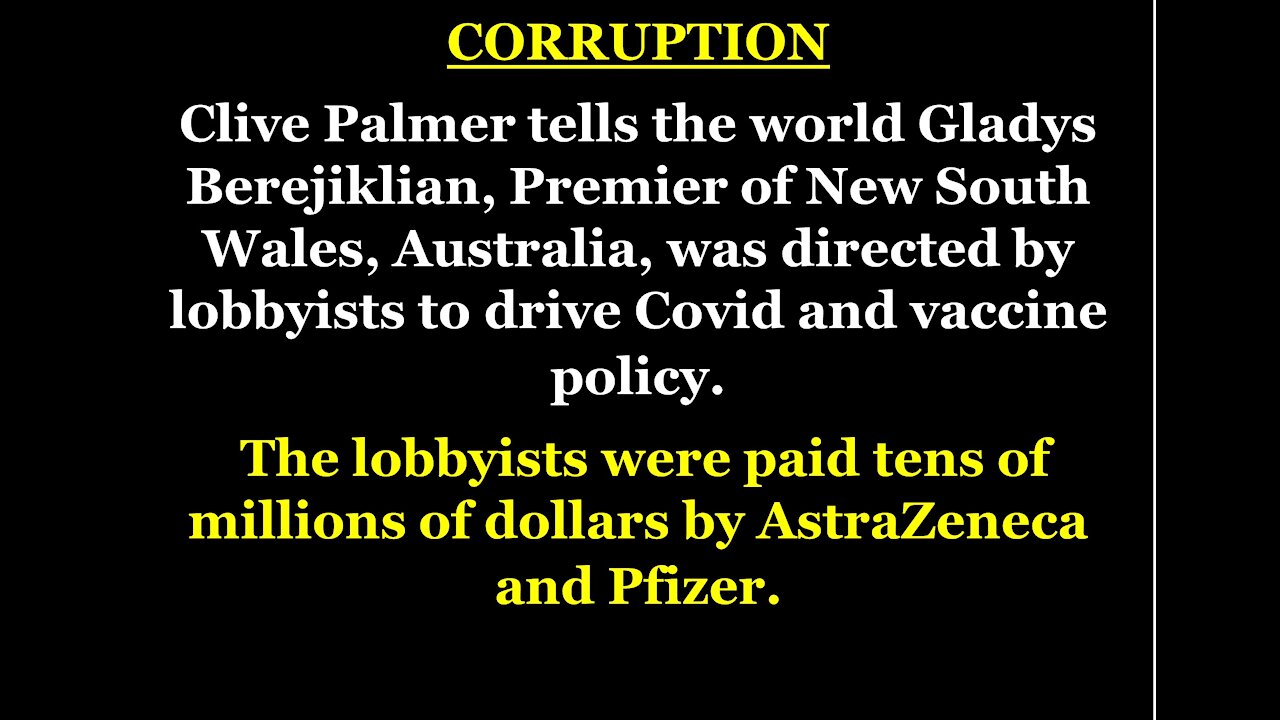 Australian Premier Covid Corruption Exposed