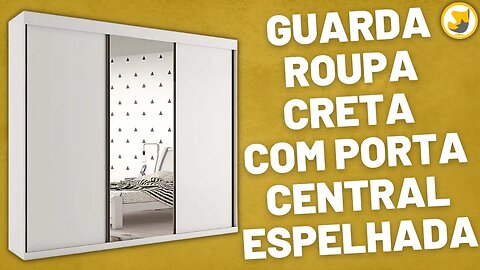 Guarda Roupa Creta 270cm com Porta Central Espelhada Bianchi