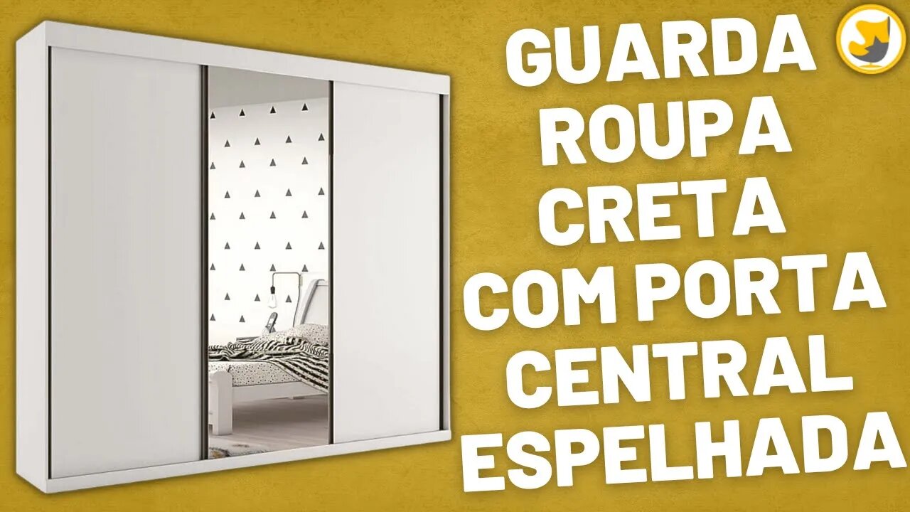 Guarda Roupa Creta 270cm com Porta Central Espelhada Bianchi