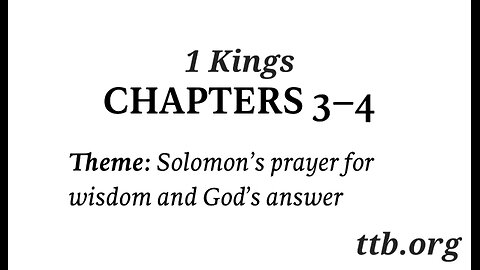 1 Kings Chapter 3-4 (Bible Study)