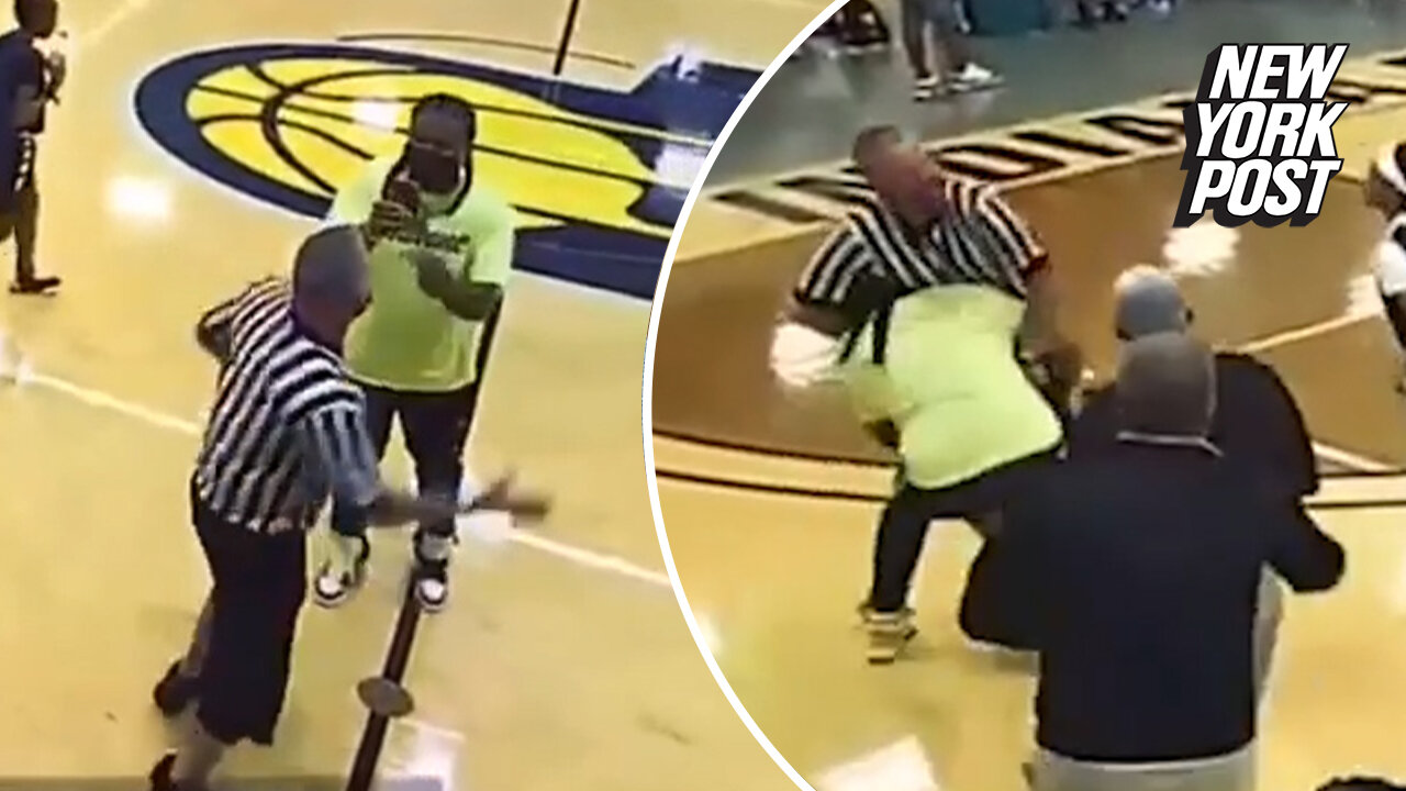 Ref gets body-slammed in wild youth basketball brawl