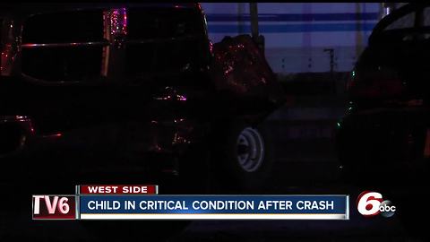 Child critically injured in crash on Indy's north side