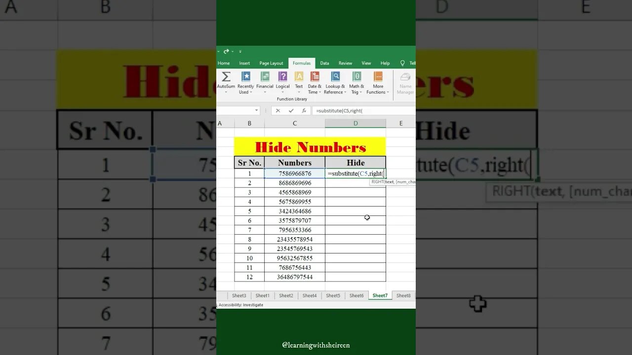 How to Hide Numbers in Excel