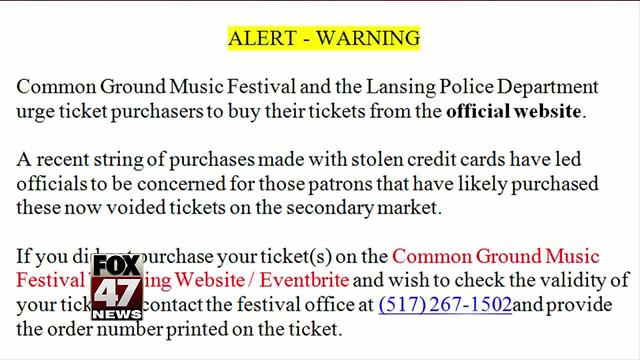 Police sounding alarm about Common Ground ticket scam