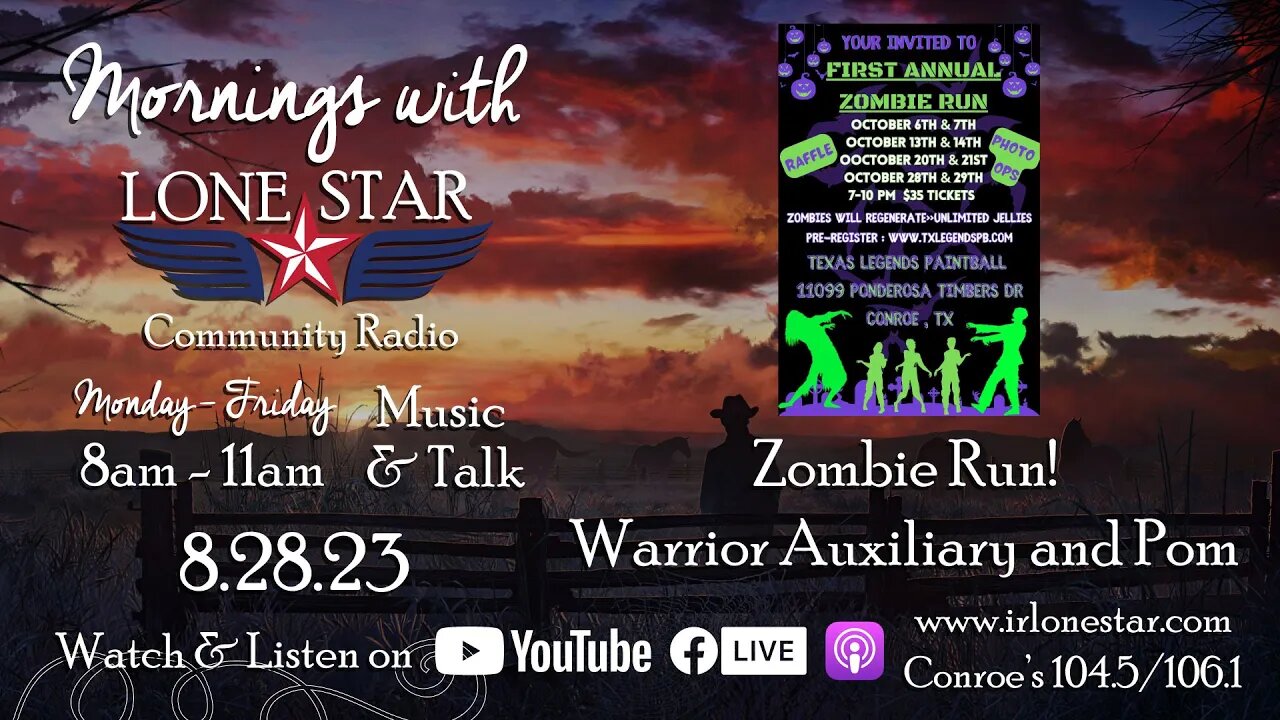 8.28.23 - Zombie Run with Warrior Auxiliary and Pom- Mornings with Lone Star