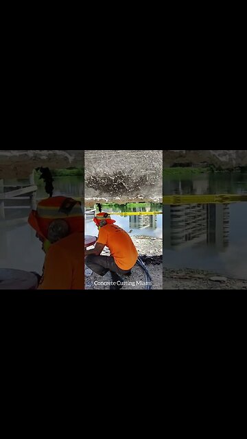 Cutting the columns of the boat ramp in the Park.