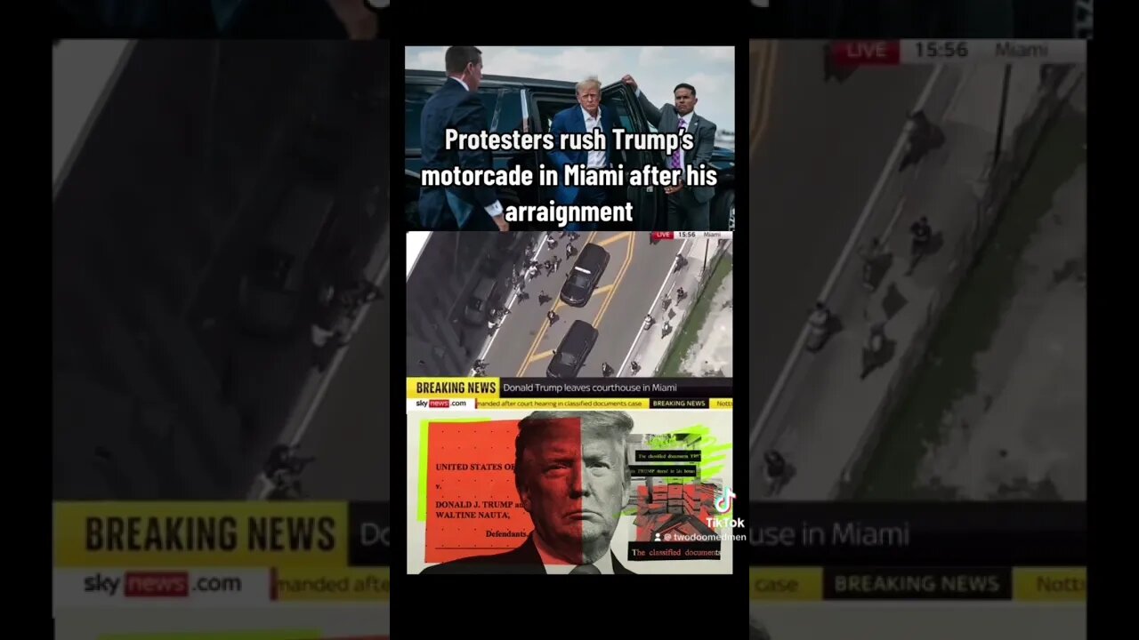 Protestors rush Trump’s motorcade in Miami after his arraignment