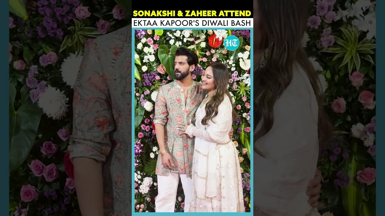 sonaksi sinha with her hubby zaheer iqbal ekta kapoor attend function