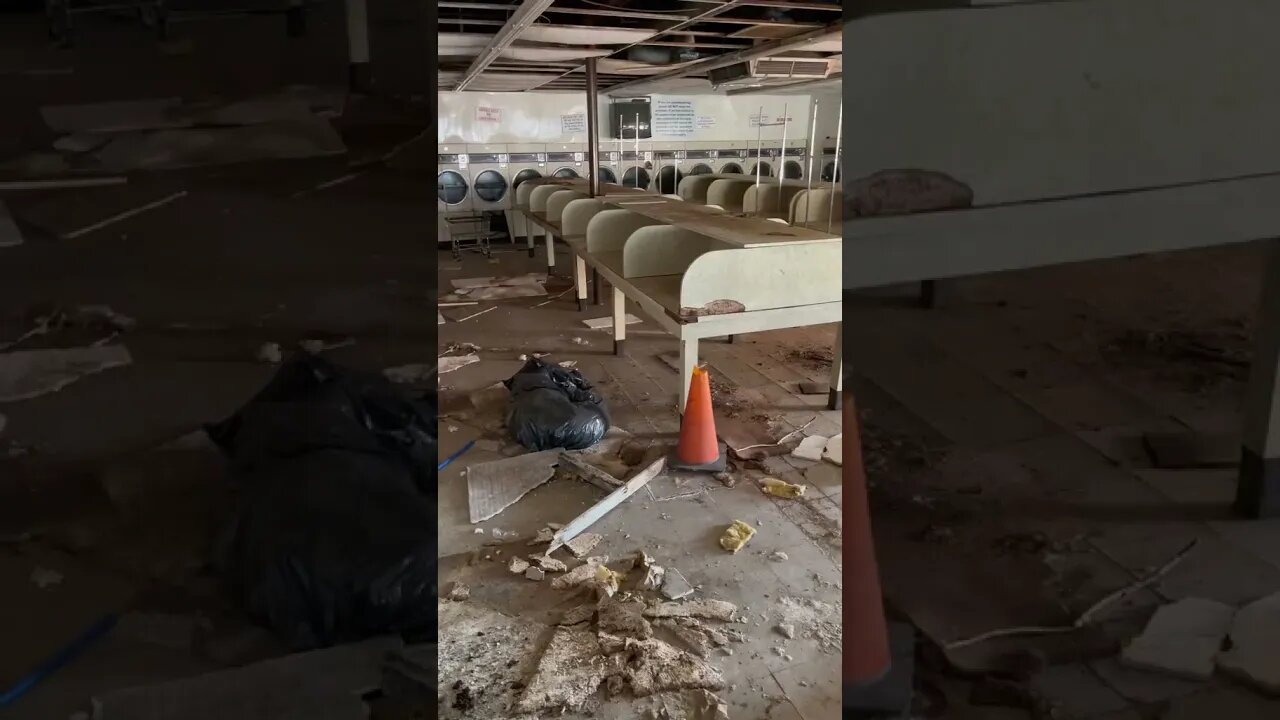 Abandoned laundromat before and after