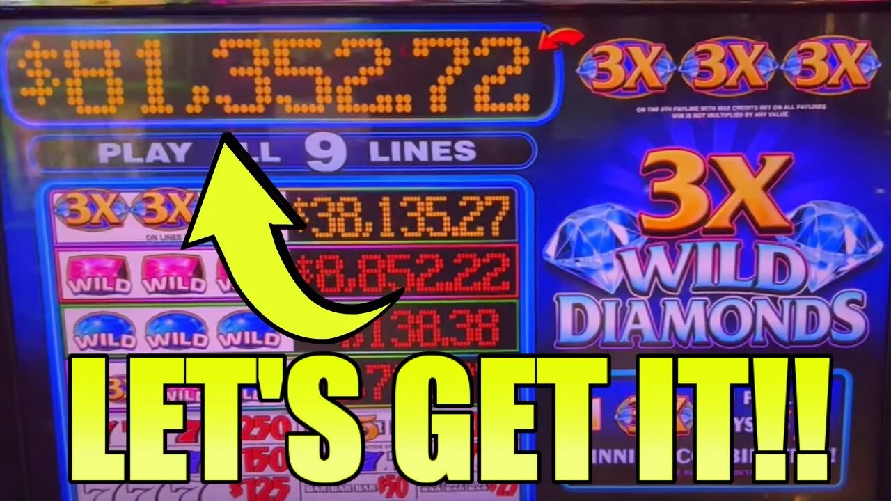 $45/SPINS ON HIGH LIMIT 3X WILD DIAMONDS SLOT MACHINE