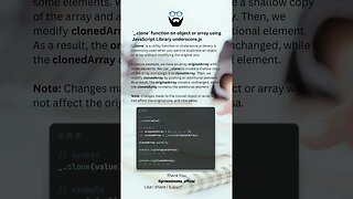 `_.clone` function on object or array using JavaScript Library underscore.js ( #shorts )