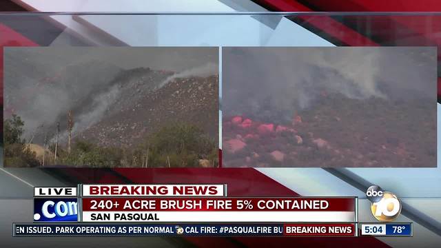 240 acres burned by Pasqual Fire just west of Ramona