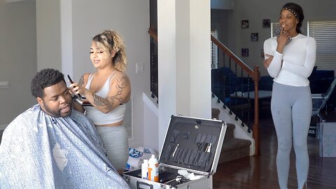 HIRED A HOT BARBER TOO SEE MY ANGRY WIFE REACTION *BAD IDEA*