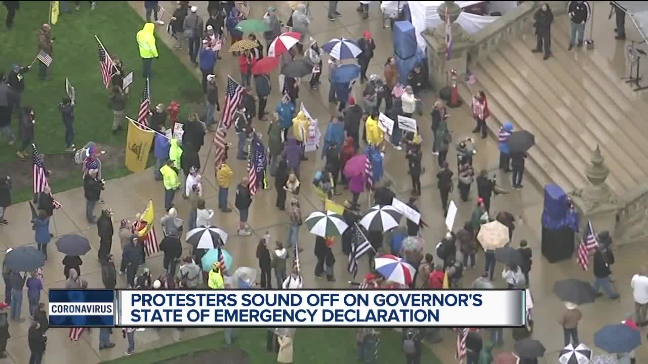 Large crowd gathers in Lansing to protest stay-at-home order