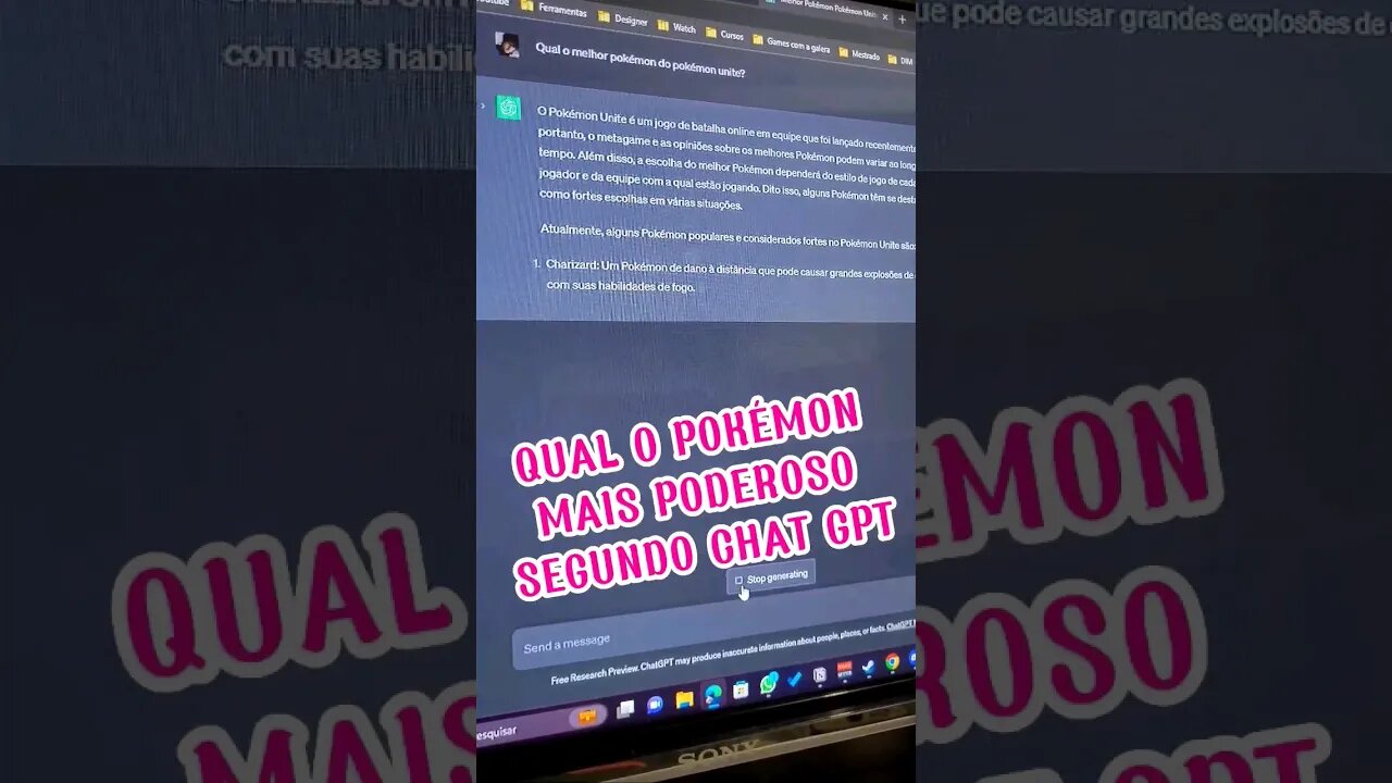 Perguntei ao chat GPT qual o pokémon mais poderoso! #pokemon #chatgpt