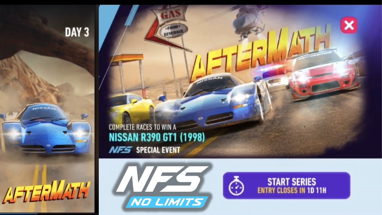 Need For Speed No Limits "Special Event" *AFTERMATH * NISSAN R390 GT1 (1998) Day 3 Gameplay