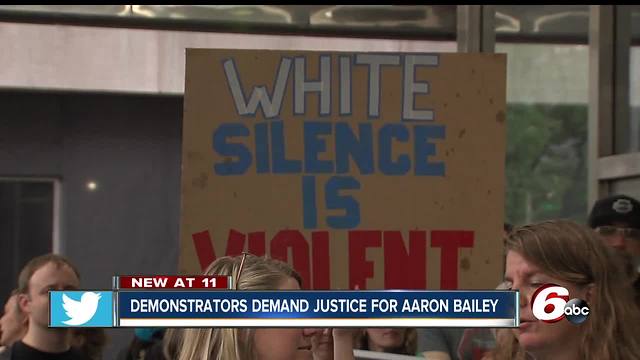 Demonstration downtown about police merit board ruling