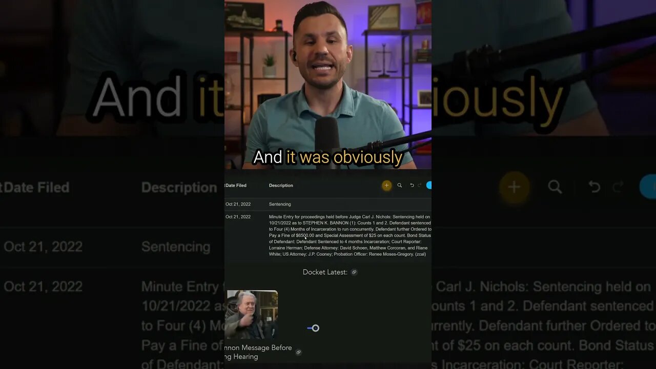 Bannon Sentenced to 4 Months PRISON and $6,500 FINE #shorts