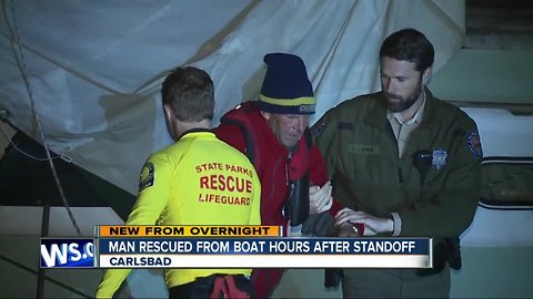 Man rescued after boat runs aground on Carlsbad beach