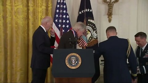 Biden Attempts To Help Science Medal Recipient Off Stage, Ends Up Just Coughing And Walking Away