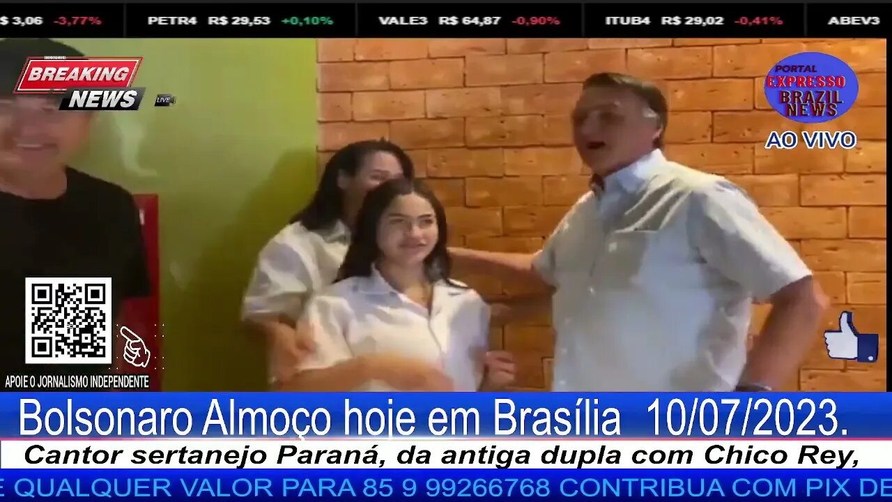 Bolsonaro Almoço hoje em Brasília 10/07/2023.