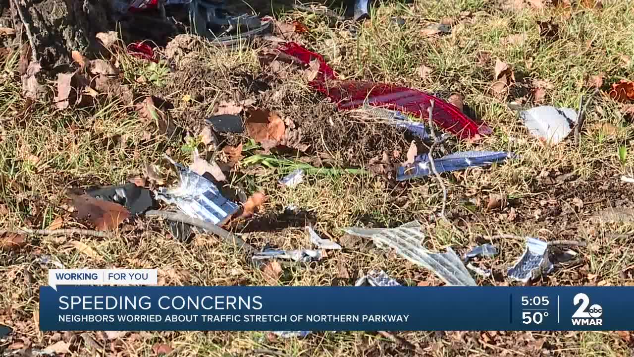 Community concern about auto accidents and damage to light poles along E. Northern Pkwy