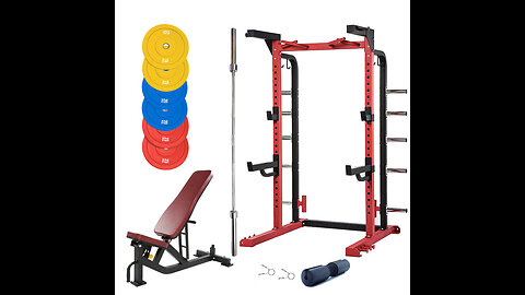 Lifeline C1 Pro Power Squat Rack System for Weight Training and Body Building - Full or Half Ra...