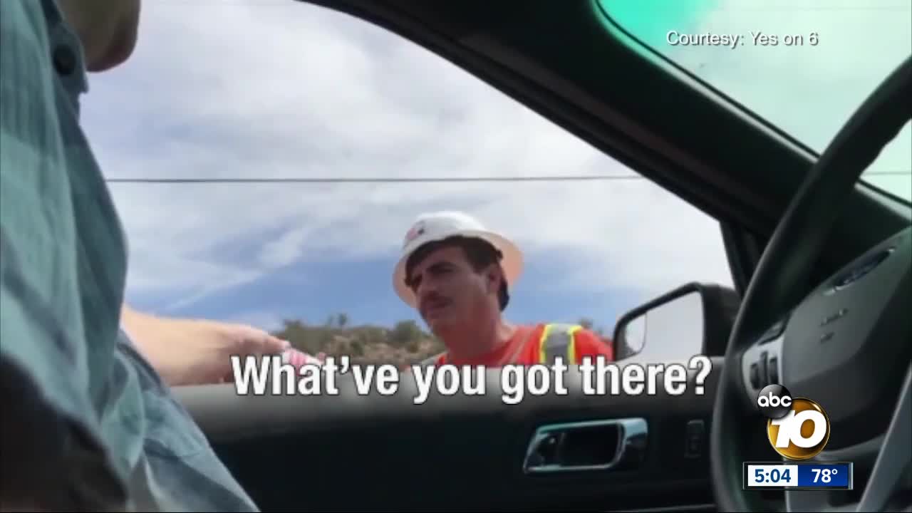 Video may show Caltrans workers campaigning for gas tax while on the job