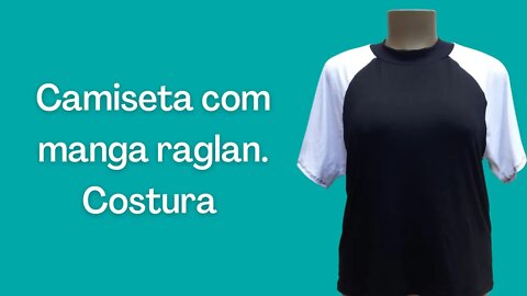Camiseta com manga raglan, costura