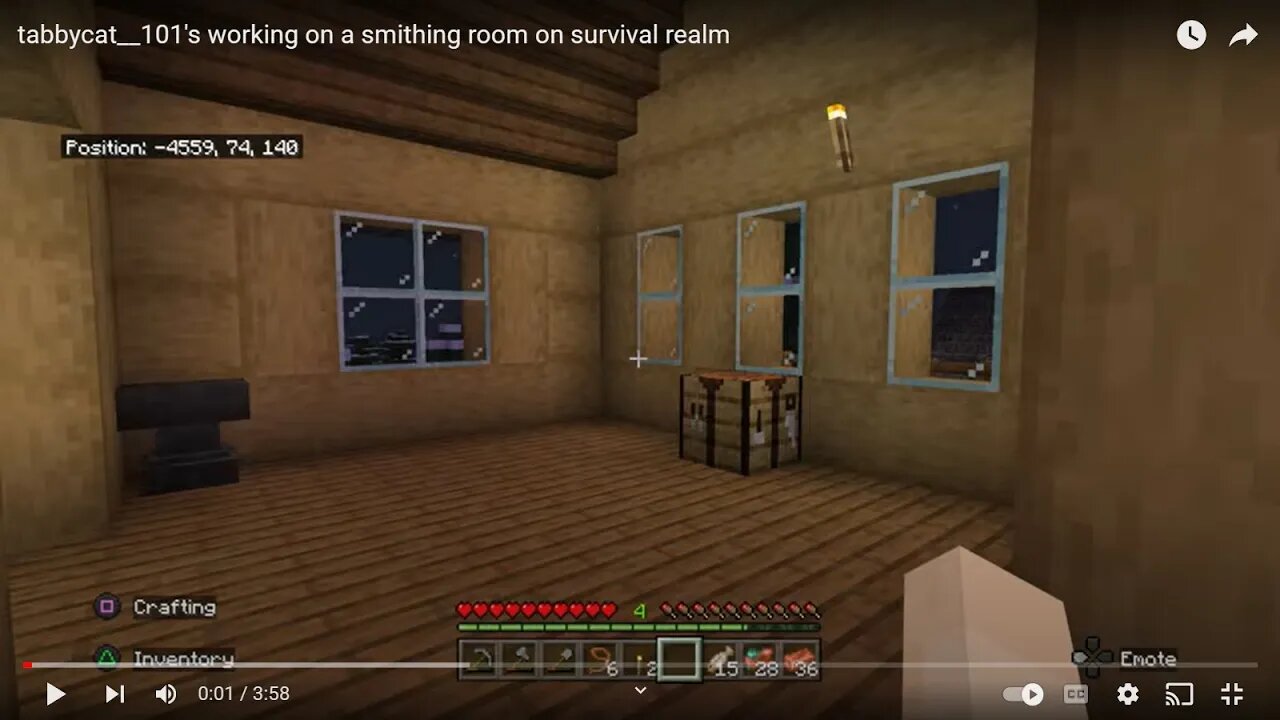 tabbycat__101's started working on a smithing room and a small tour on survival realm.