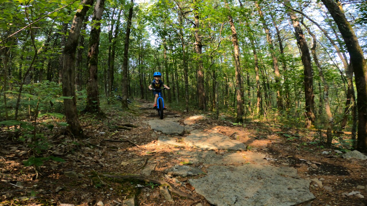 7 yr old mountain bikes on loose rock