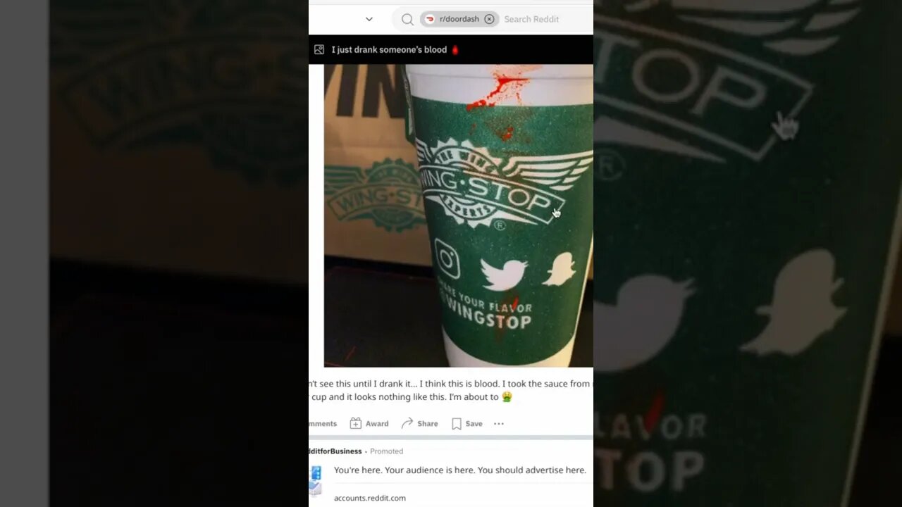 Wingstop Customer Drinks Someone’s Blood 🩸🩸 #sidehustle #doordash #fooddelivery #reddit #shorts