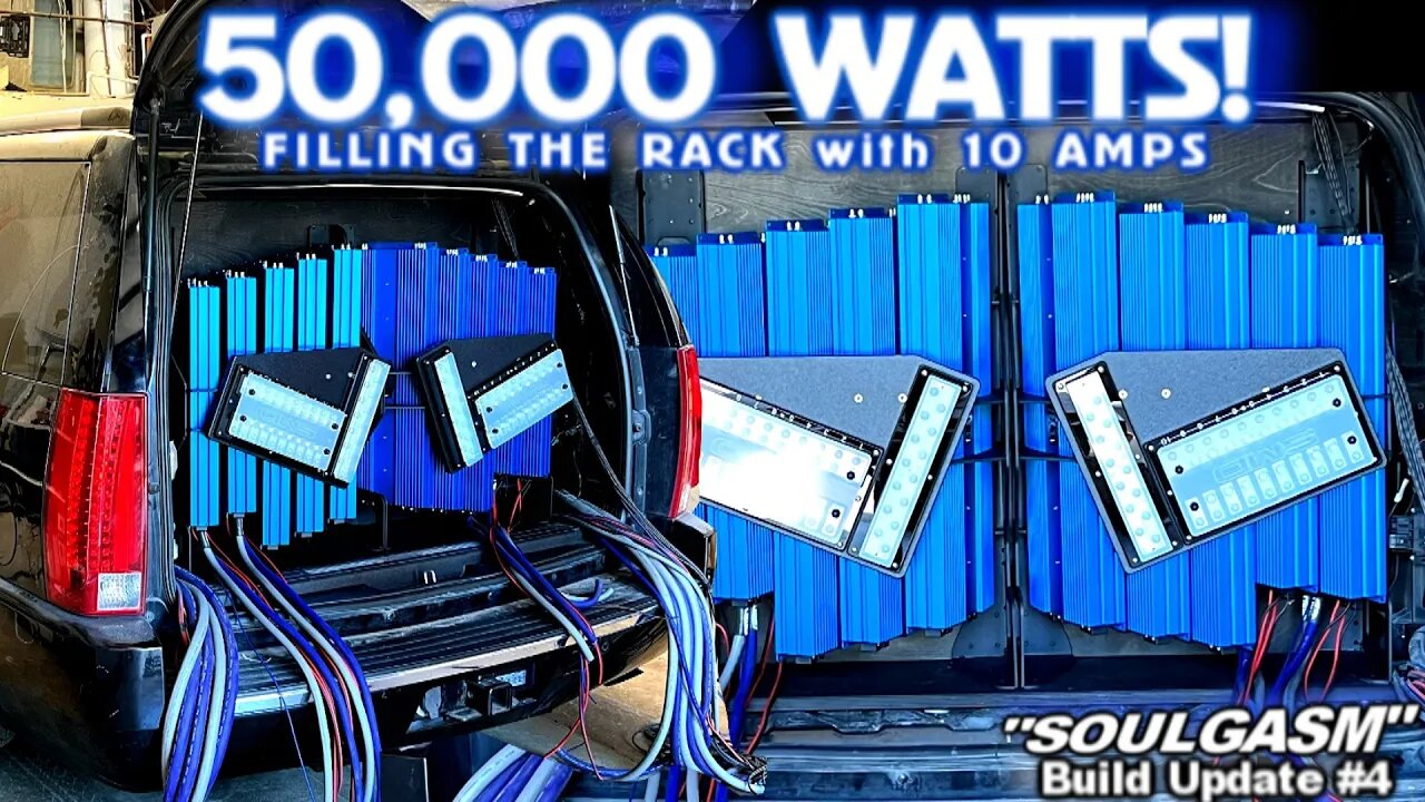 50,000 watt Sound System 10 Huge Amps Populating the Rack Custom Side Mounting "Soulgasm" Update 4