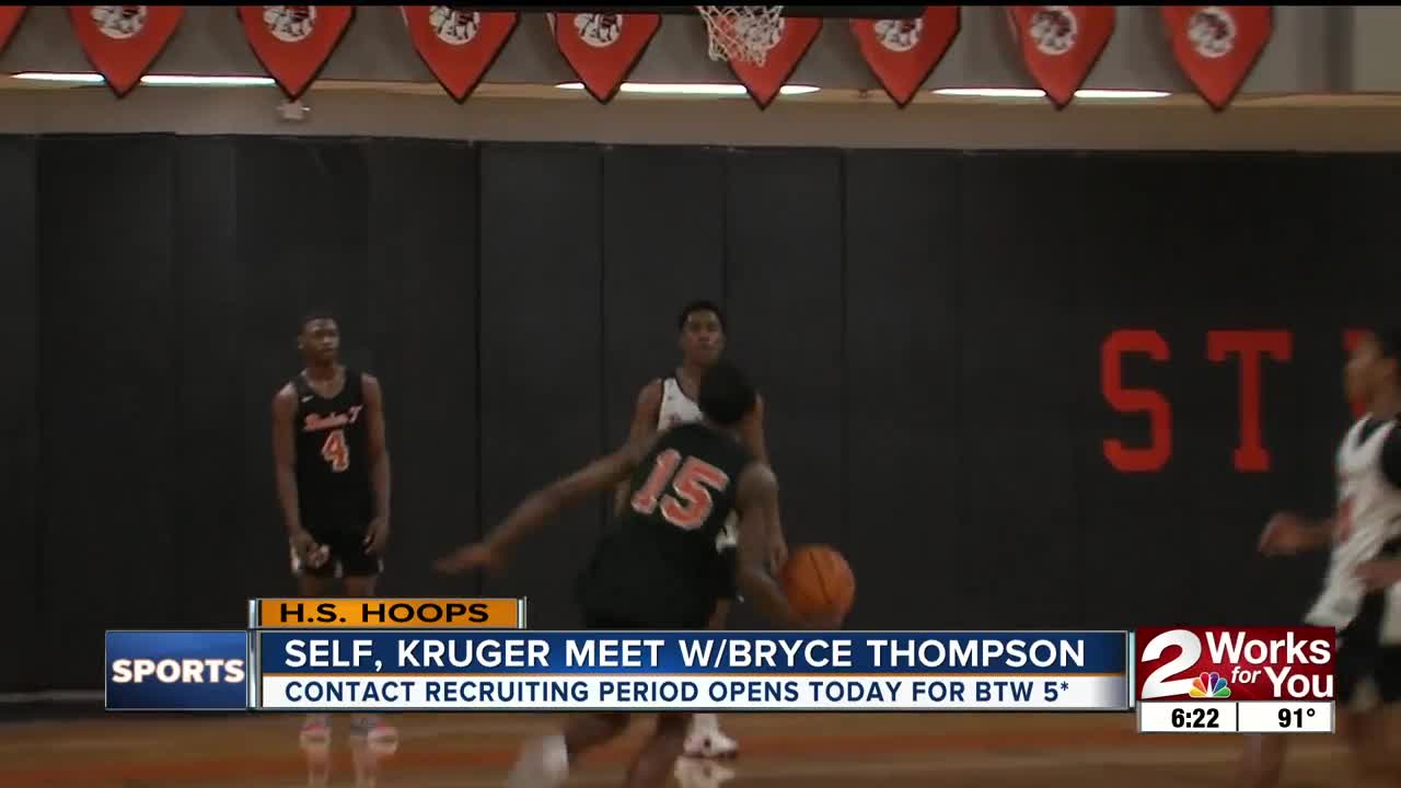 Bill Self, Lon Kruger, Shaka Smart check out Bryce Thompson on first day coaches can make contact with recruits this period