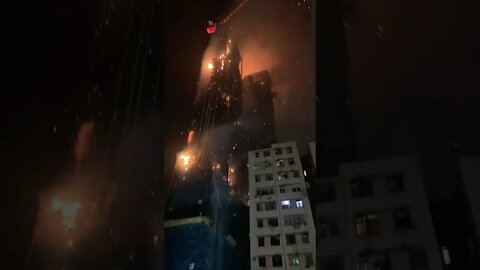 WOW! Watch this EERIE video of a hotel burning in Hong Kong! #shocking #short #shorts