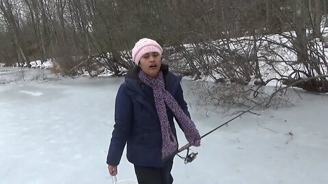 Ice Fishing With Melanie ~ Her First Time On Ice Ever