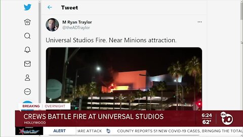 Fire erupts at Universal Studios in Hollywood