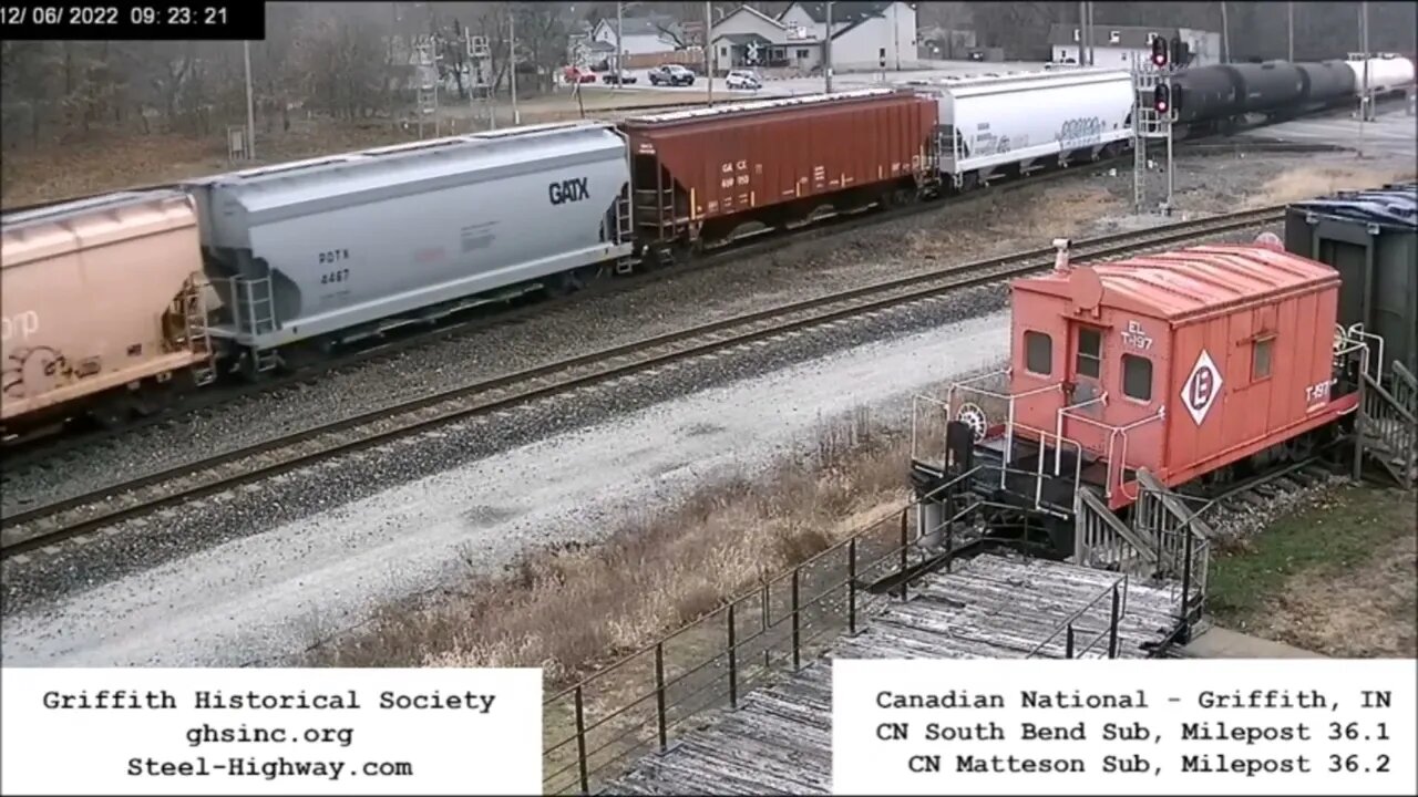 WB Manifest with IC, GTW and CN Power at Griffith, IN on December 6, 2022