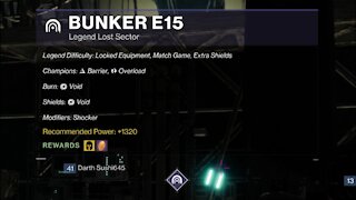 Destiny 2 Legend Lost Sector: Bunker E15 10-16-21