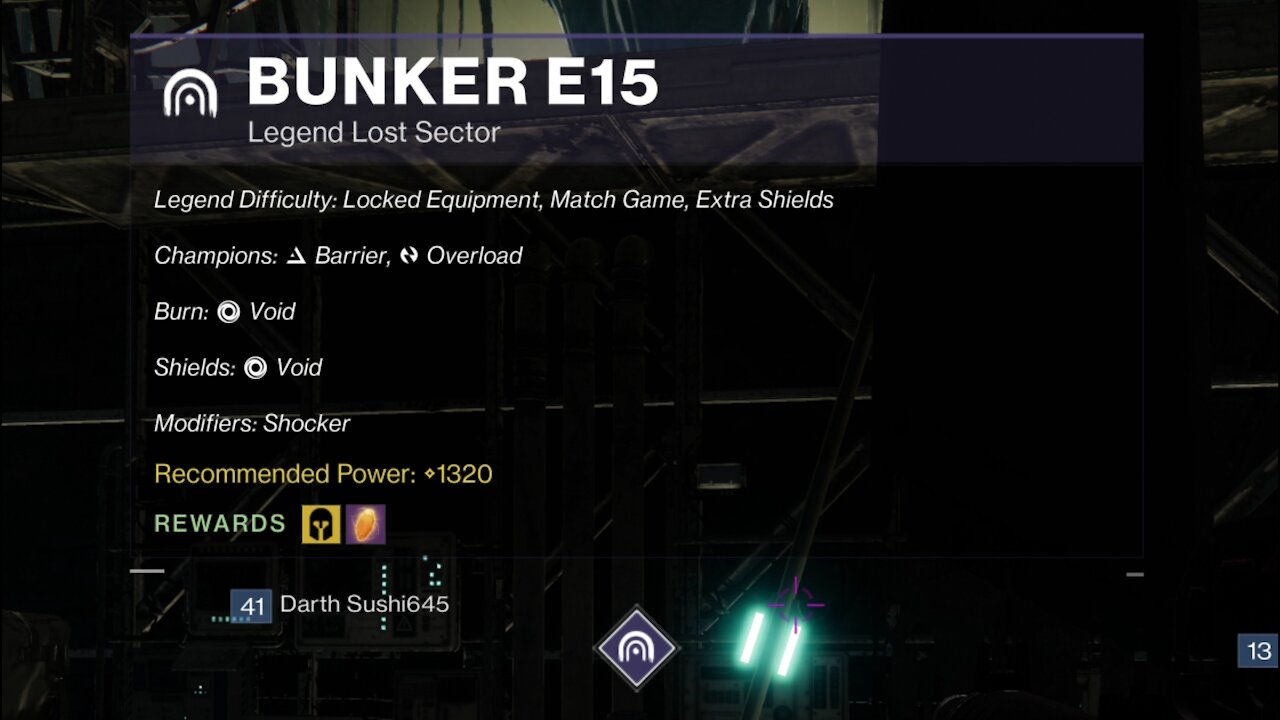 Destiny 2 Legend Lost Sector: Bunker E15 10-16-21