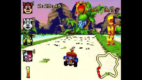 Crash Nitro Kart (GBA) - Inferno Island CNK Challenge Gameplay (Blue Token)