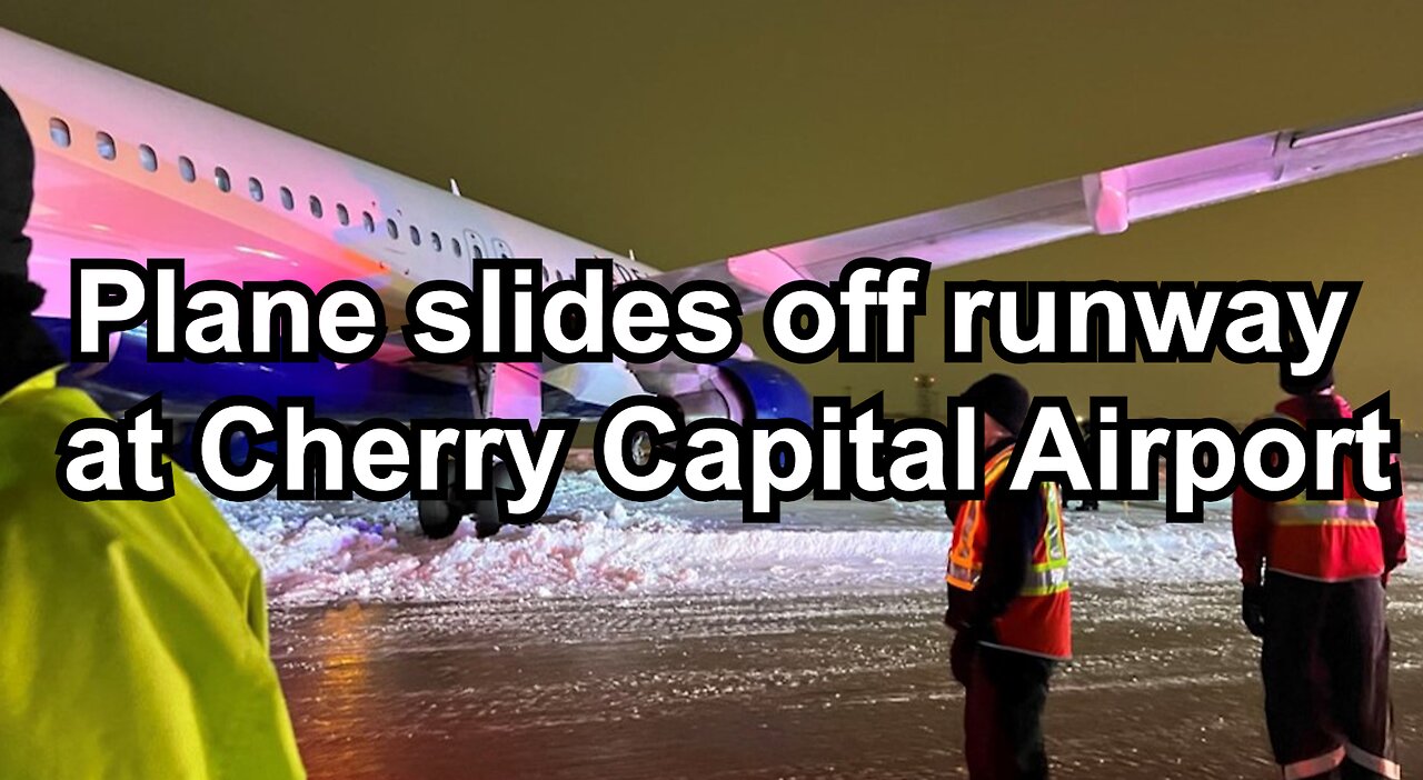 Plane slides off runway at Cherry Capital Airport