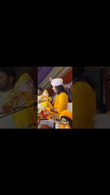 दिल्ली की कथा में कृष्ण बने इस बच्चे ने कर दिया महाराज जी को हैरान नजर नहीं हट रही लाला से