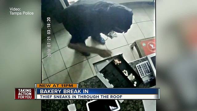 Thief breaks in through ceiling to steal money from Tampa bakery